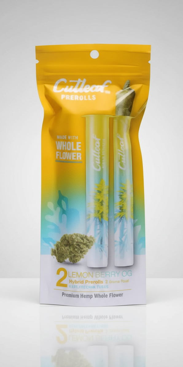 Cutleaf Lemon Berry OG CBD/CBG pre rolls (two 1g pre rolls)